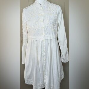 April Cornell Embroidered Indian Cotton Long Sleeve Dress Womens Small